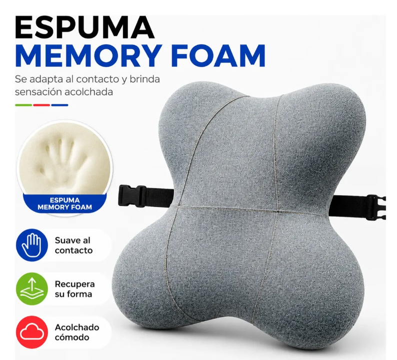 Cojín Lumbar Ergonómico de Memoria para Silla de Oficina y Auto| Pago contra entrega